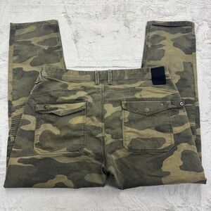 Sean John Cargo Pants Mens 38x30 Green Camo Moto Biker Ribbed Knee Y2K HIP HOP
